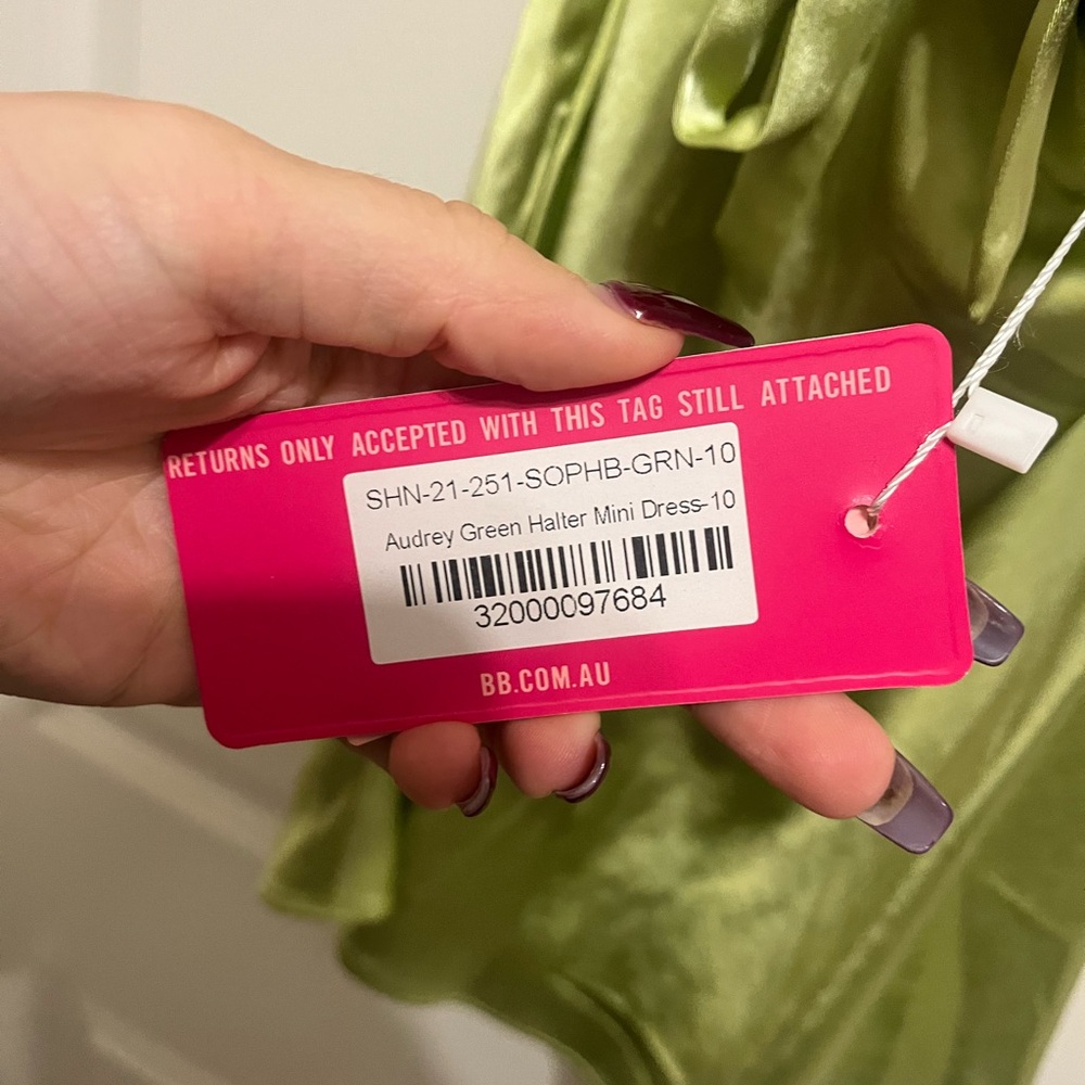 Beginning Boutique Audrey Green Halter Mini Dress - Picture 4 of 6